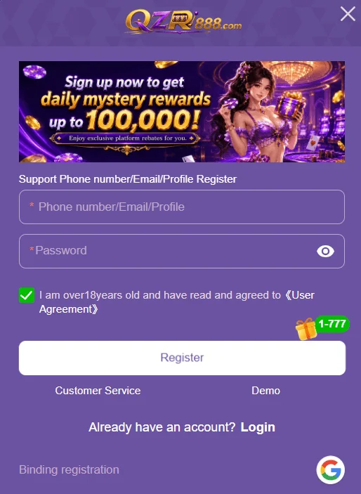 Qzr888-game-registration-process